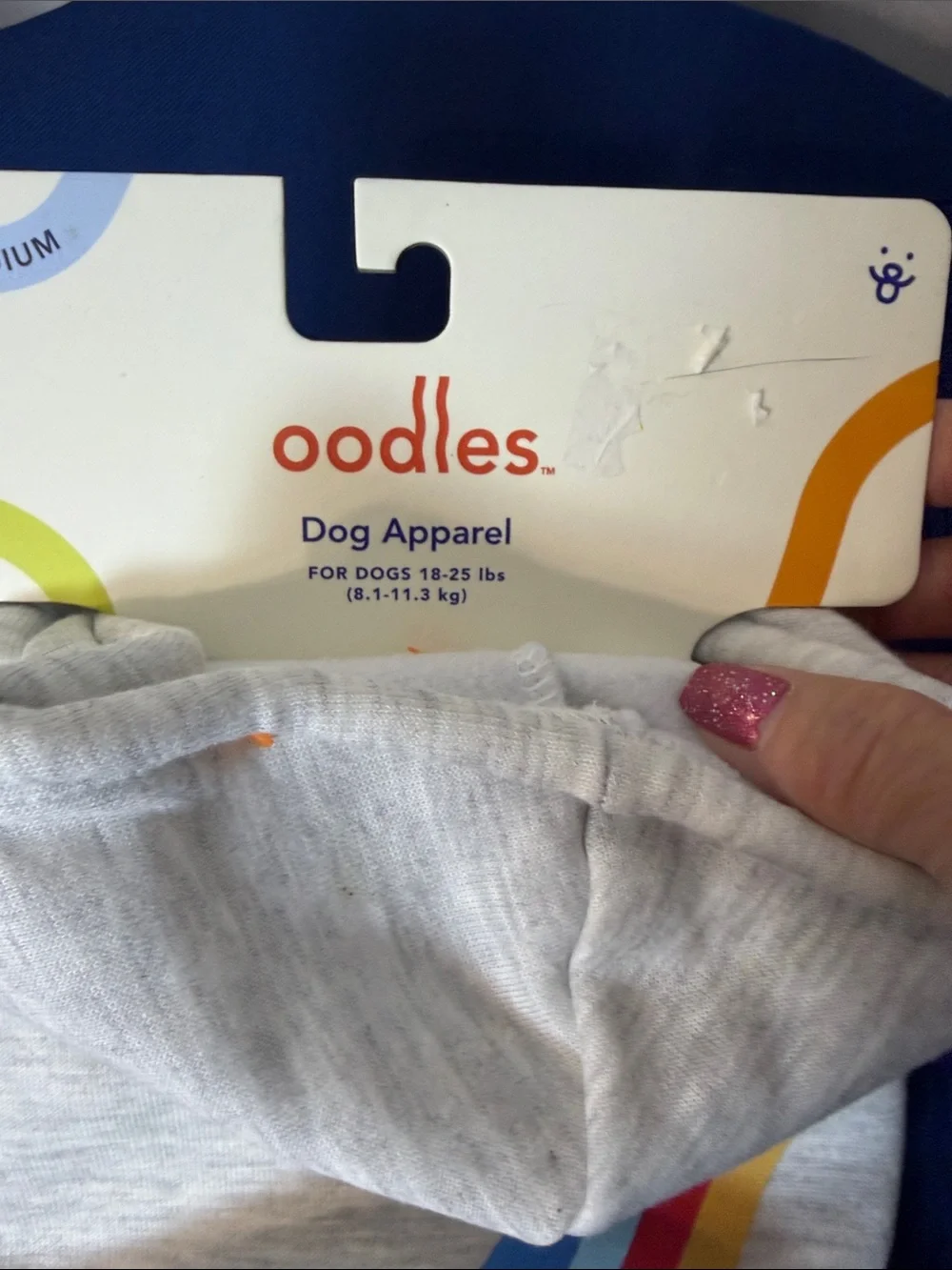 Oodles for Dogs (or cats!) Light Gray Hoodie with Rainbow Lightning Bolt